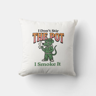 Funny Rat Pot Quote Vintage Engraving Design_1 Throw Pillow