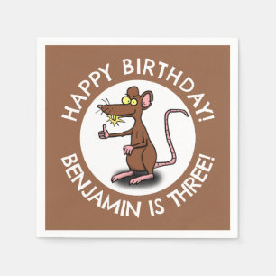 Funny rat thumbs up personalized cartoon birthday napkin