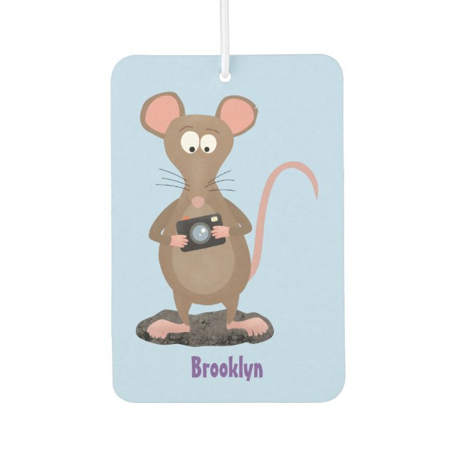 Funny rat with camera cartoon illustration air freshener (Front)