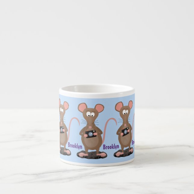 Funny rat with camera cartoon illustration espresso cup (Front)