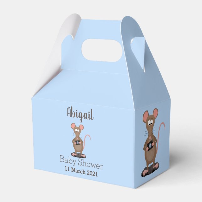 Funny rat with camera cartoon illustration favor box (Front Side)