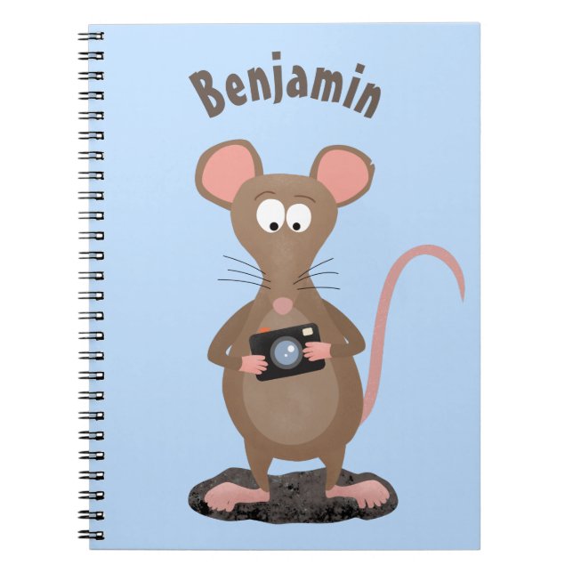 Funny rat with camera cartoon illustration notebook (Front)