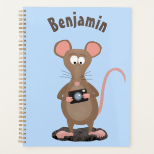 Funny rat with camera cartoon illustration planner