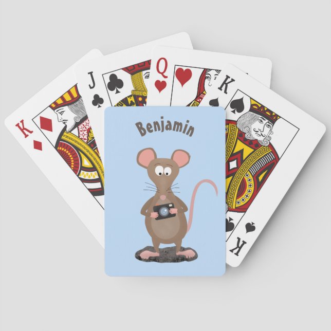 Funny rat with camera cartoon illustration playing cards (Back)