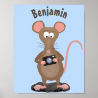 Funny rat with camera cartoon illustration