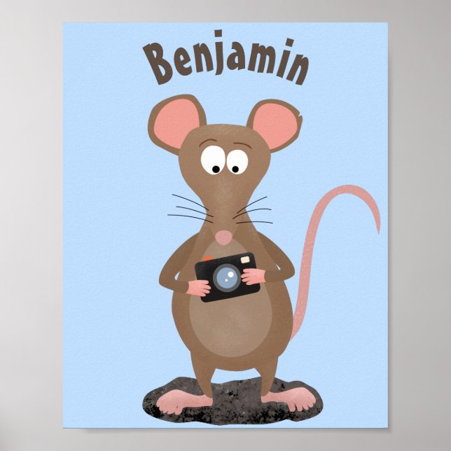 Funny rat with camera cartoon illustration poster (Front)