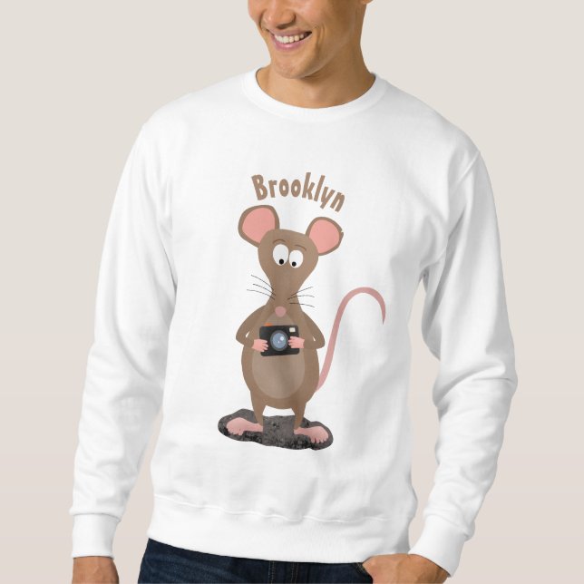 Funny rat with camera cartoon illustration sweatshirt (Front)