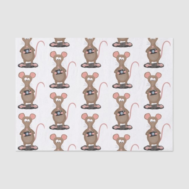 Funny rat with camera cartoon illustration tissue paper (Front)