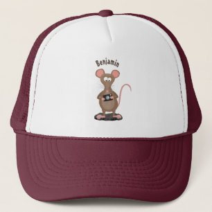 Funny rat with camera cartoon illustration trucker hat