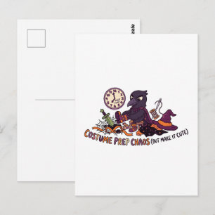 Funny Raven Costume Prep Chaos Halloween Design Postcard
