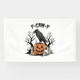 Funny Raven, F-Caw-F, Skull Raven, Gothic Crow Banner