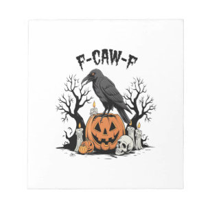 Funny Raven, F-Caw-F, Skull Raven, Gothic Crow Notepad
