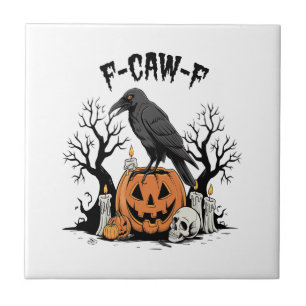 Funny Raven, F-Caw-F, Skull Raven, Gothic Crow Tile