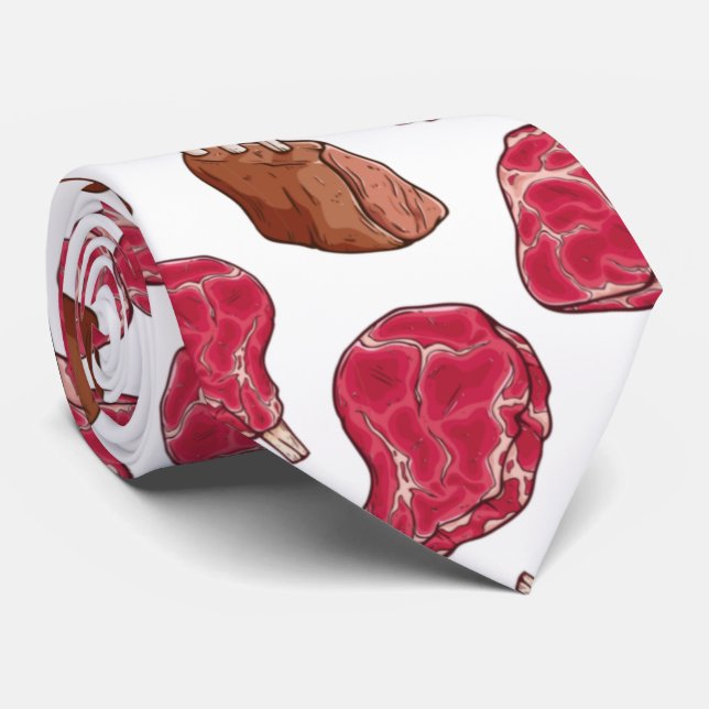 Funny Raw Meat- Steak and Ribs Tie (Rolled)
