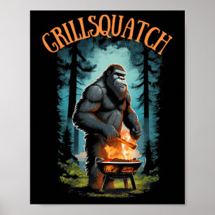 Funny Rbecue Griller Shirt - Bigfoot Grilling Sasq Poster