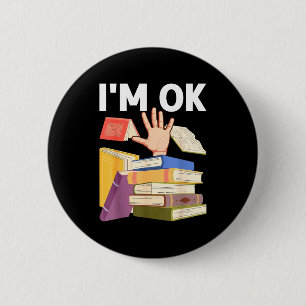 Funny read book reading nerd librarian teacher 2 inch round button