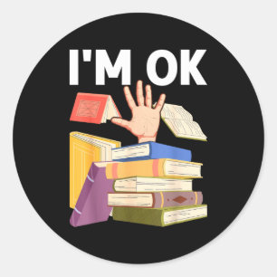 Funny read book reading nerd librarian teacher classic round sticker