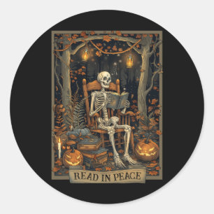 Funny Read In Peace Skeleton Halloween Read Nned B Classic Round Sticker