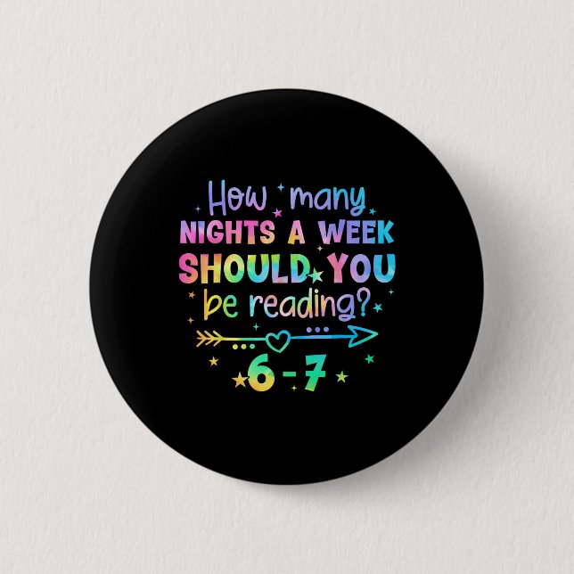 Funny Reading 67 Teacher Six Seven Reading 6 7 Boo 2 Inch Round Button (Front)