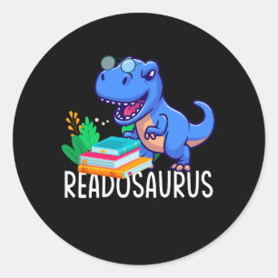 Funny Reading Book Readers Dinosaur Dino Apparel R Classic Round Sticker