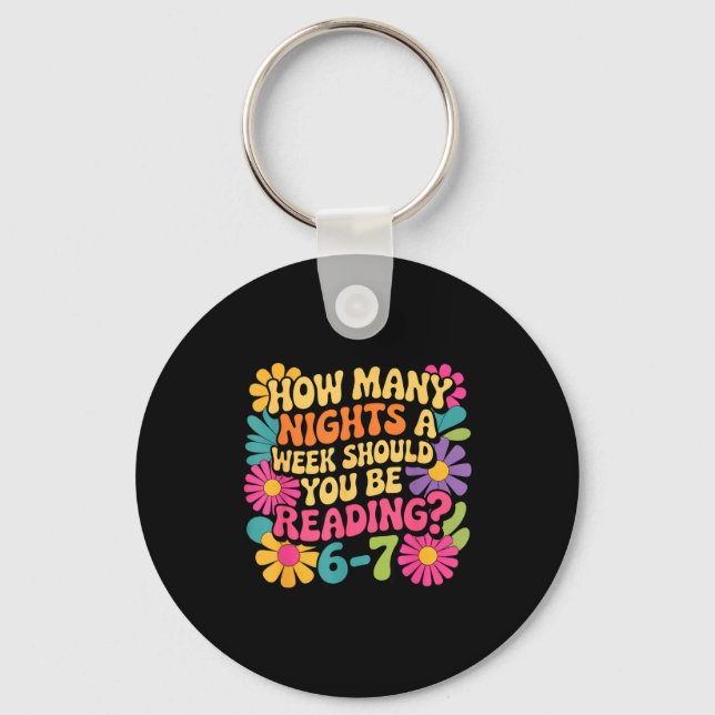 Funny Reading Book Teacher 67 Six Seven Meme  Keychain (Front)