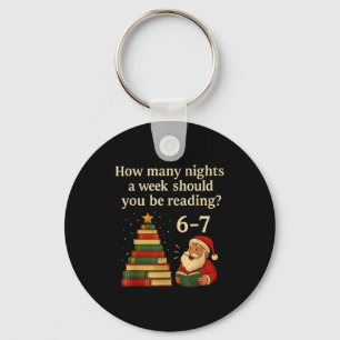 Funny Reading Christmas Tree Book– Reading 6 7 Mem Keychain