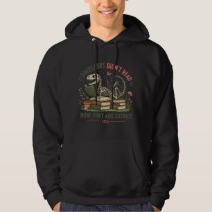 Funny Reading Dinosaur Skeleton Book Lover Humour Hoodie