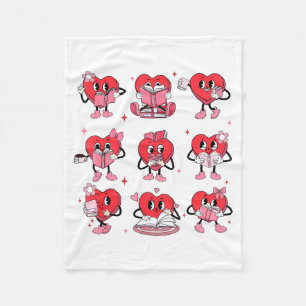 Funny Reading Heart Book Valentines Day Teacher Wo Fleece Blanket