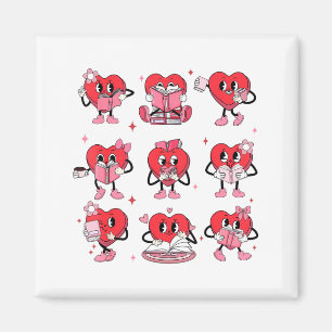 Funny Reading Heart Book Valentines Day Teacher Wo Magnet