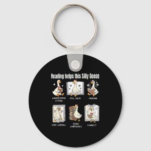 Funny reading helps this silly goose librarian keychain