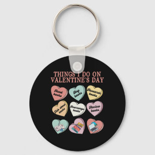 Funny Reading In Valentine Day Book Lover Women Keychain