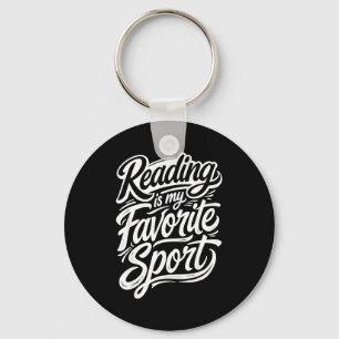 Funny reading is favourite sport for librarian keychain