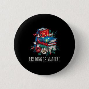 Funny reading is magical vintage book lover retro 2 inch round button