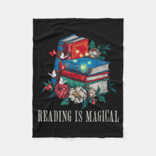 Funny reading is magical vintage book lover retro fleece blanket