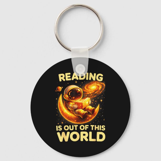 Funny reading is out of this world space books keychain (Front)