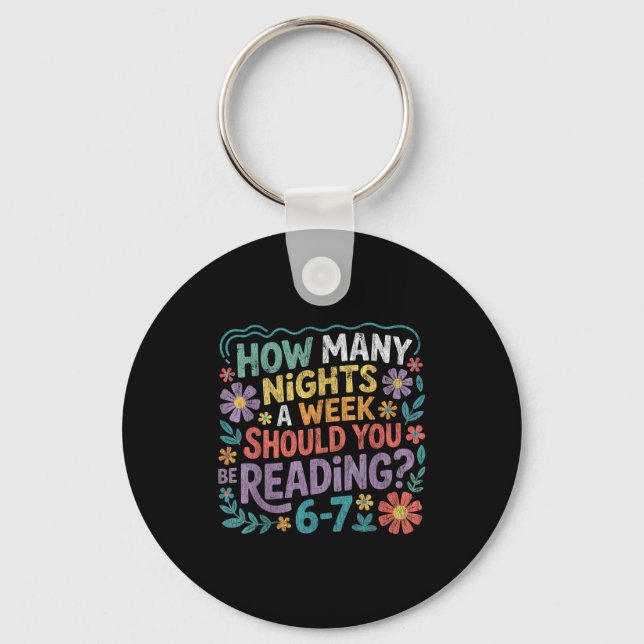 Funny Reading Six Seven Meme Book Lover 67 Teacher Keychain (Front)