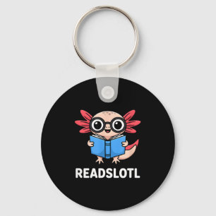 Funny readsolotl axolotl cartoon glasses book keychain