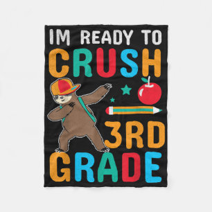 Funny Ready To Crush 3rd Grade Cool Sloth Back To Fleece Blanket