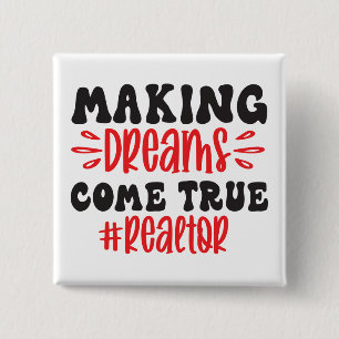 Funny Real Estate Agent Gift Home Broker Realtor 2 Inch Square Button