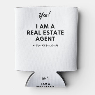 Funny Real Estate Agent Unique Black and White Can Cooler