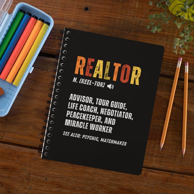 Funny Real Estate Broker Realtor  Notebook (funny real estate agent realtor spiral notebook)