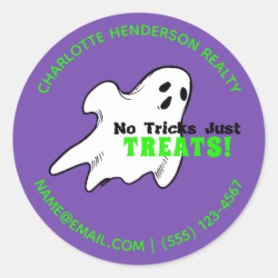 Funny Real Estate Ghost Halloween Classic Round Sticker