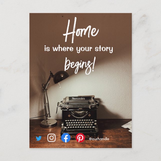 funny real estate home is where your story begins  postcard (Front)