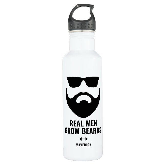 Funny Real Men Grow Beards Name 710 Ml Water Bottle (Front)