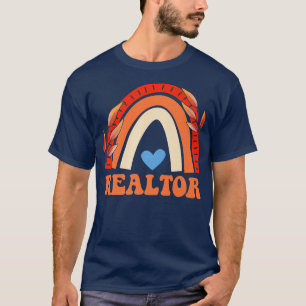 Funny Realtor Fall Autumn Rainbow Vintage Real Est T-Shirt
