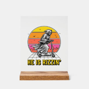 Funny Reaper Scooter Vintage Sunset Shirt Design_1 Acrylic Sign