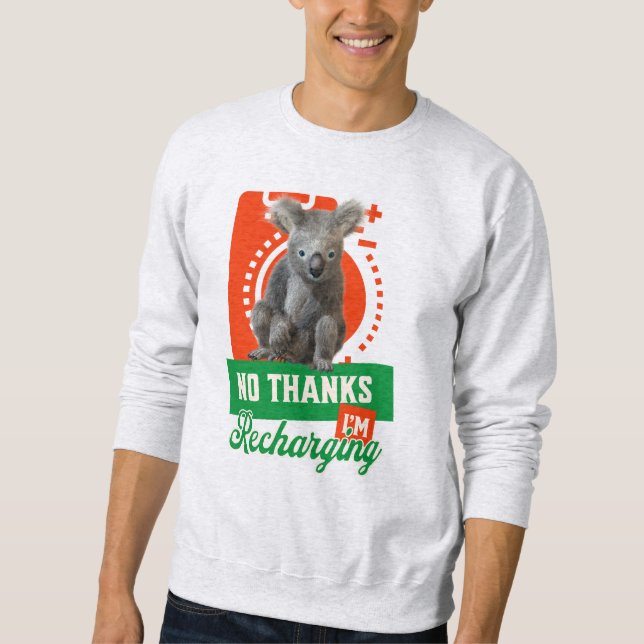 Funny Recharging Koala Introvert Mood Sweatshirt (Front)