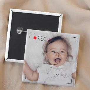 Funny Record Red Dot Custom Photo 2 Inch Square Button