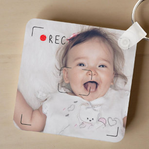 Funny Record Red Dot Custom Photo Keychain