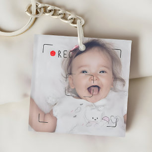 Funny Record Red Dot Custom Photo Keychain